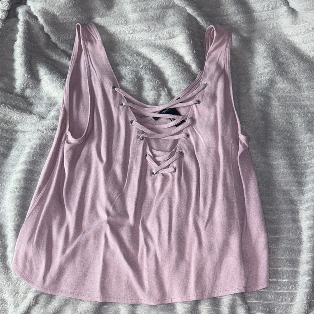 Forever 21 Purple Tie Front Sleeveless Tank Top